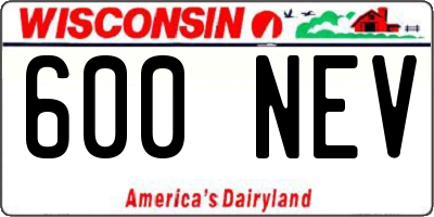 WI license plate 600NEV