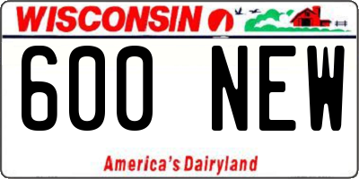 WI license plate 600NEW