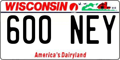 WI license plate 600NEY