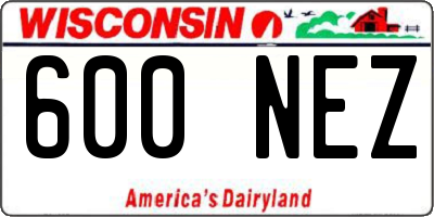 WI license plate 600NEZ