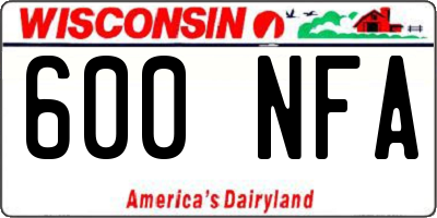 WI license plate 600NFA