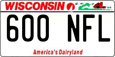 WI license plate 600NFL