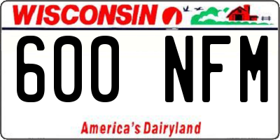 WI license plate 600NFM