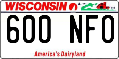 WI license plate 600NFO