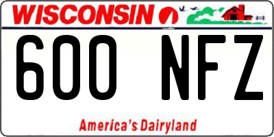 WI license plate 600NFZ