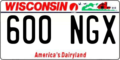 WI license plate 600NGX