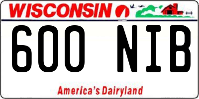 WI license plate 600NIB