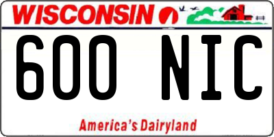 WI license plate 600NIC