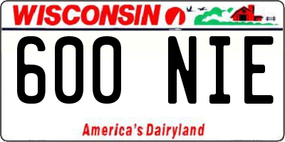 WI license plate 600NIE