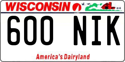WI license plate 600NIK