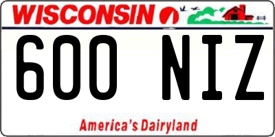 WI license plate 600NIZ