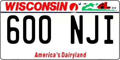 WI license plate 600NJI