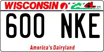 WI license plate 600NKE