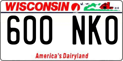 WI license plate 600NKO