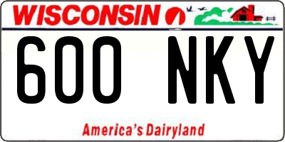 WI license plate 600NKY