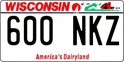 WI license plate 600NKZ