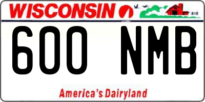 WI license plate 600NMB