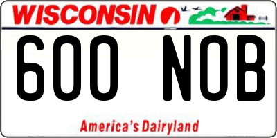 WI license plate 600NOB