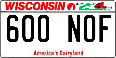 WI license plate 600NOF