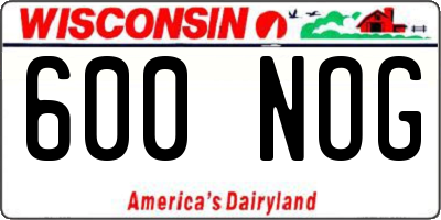 WI license plate 600NOG