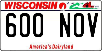 WI license plate 600NOV