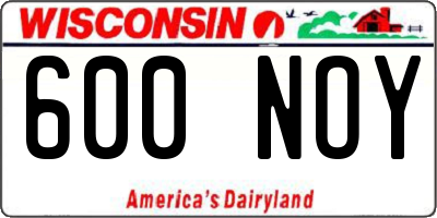 WI license plate 600NOY