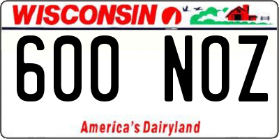 WI license plate 600NOZ