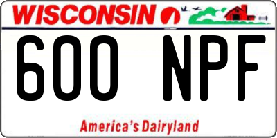 WI license plate 600NPF