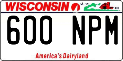 WI license plate 600NPM