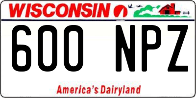 WI license plate 600NPZ