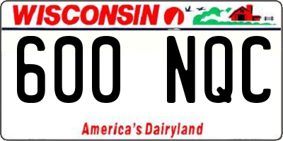 WI license plate 600NQC