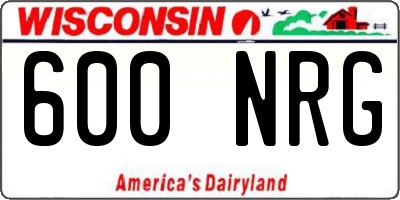 WI license plate 600NRG