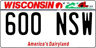 WI license plate 600NSW