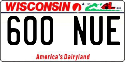 WI license plate 600NUE