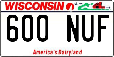 WI license plate 600NUF