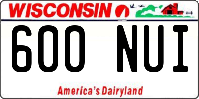 WI license plate 600NUI