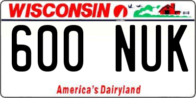WI license plate 600NUK