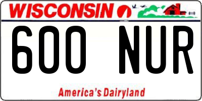 WI license plate 600NUR