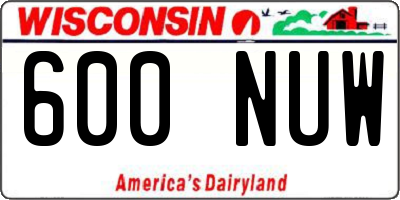 WI license plate 600NUW