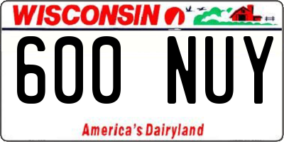 WI license plate 600NUY