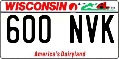 WI license plate 600NVK