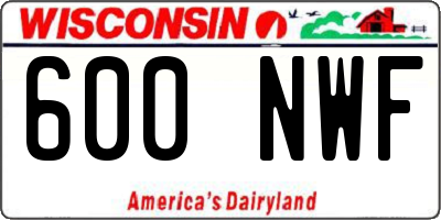 WI license plate 600NWF