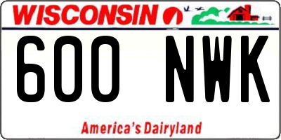 WI license plate 600NWK
