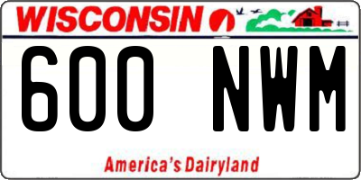 WI license plate 600NWM
