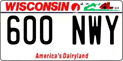 WI license plate 600NWY
