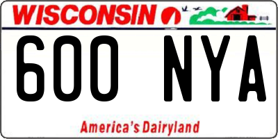 WI license plate 600NYA