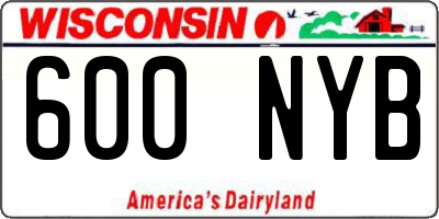 WI license plate 600NYB