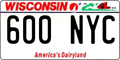 WI license plate 600NYC