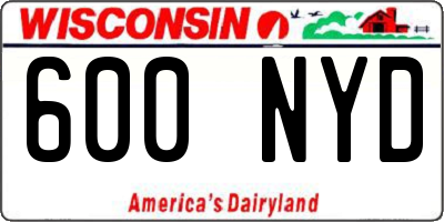 WI license plate 600NYD