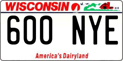 WI license plate 600NYE